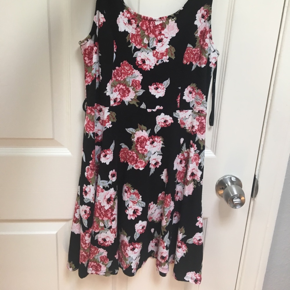 Flattering Black dress with floral print