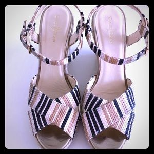 Striped wedge sandal
