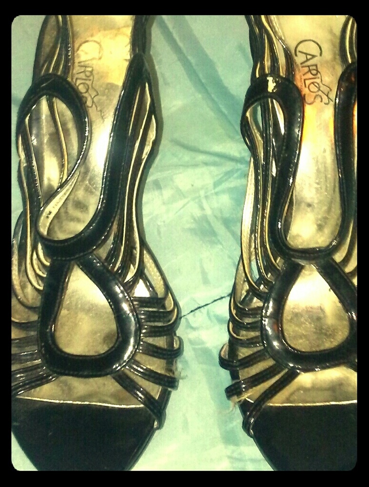 Black 5 inch heels with zippers in back