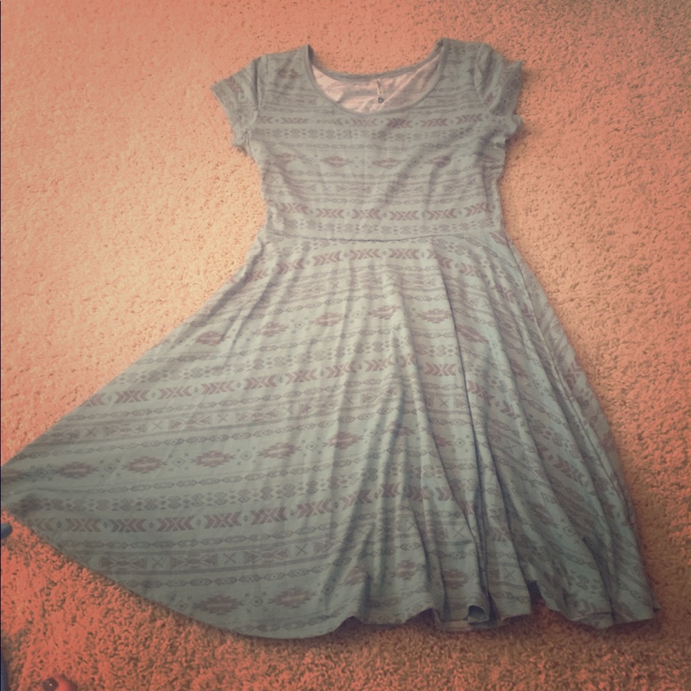 Mint and grey tribal print dress