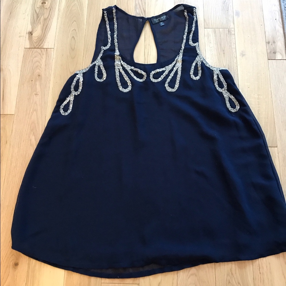 Topshop Americana swing top, navy blue.