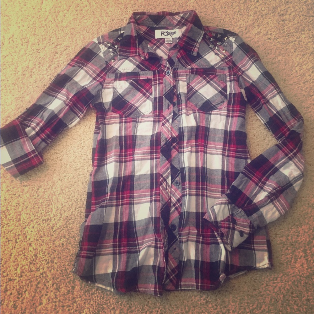 Pink black and white plaid flannel