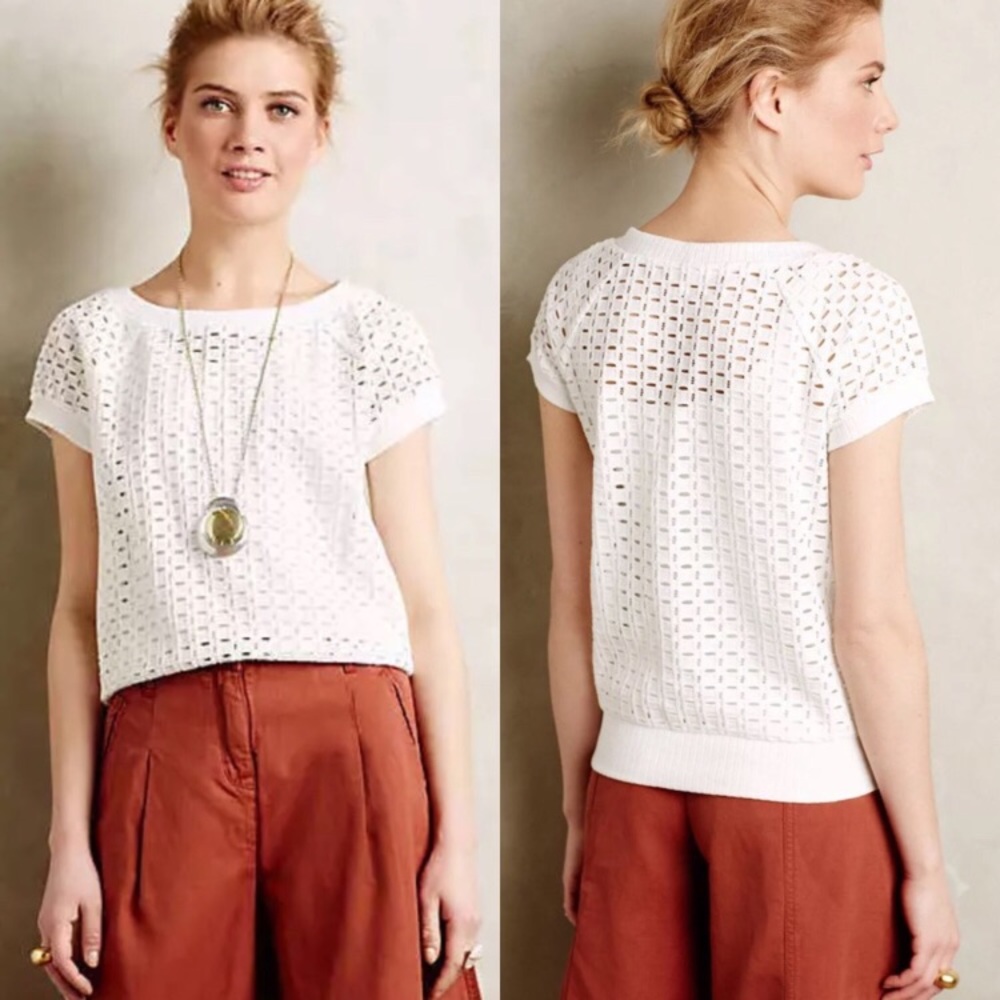 Anthropologie Dara Pullover by Weston in White