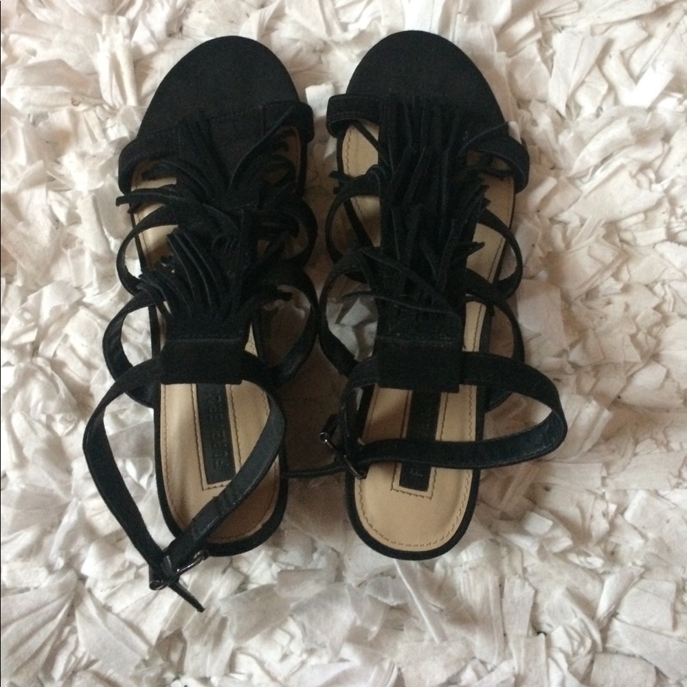 Forever 21 black fringe sandals