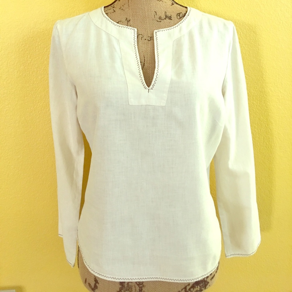 White Old Navy Tunic Style Linen Shirt