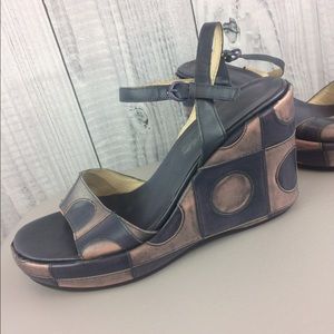 VIA SPIGA 90's Platform Wedge Sandals Size 8 1/2