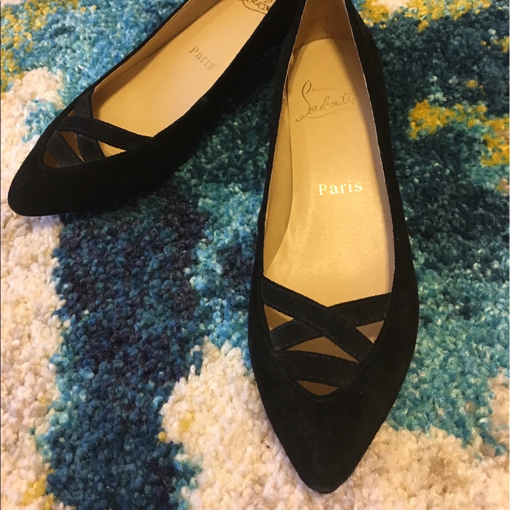 Christian Louboutin Black Suede Low Heels Flats