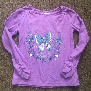 Purple butterfly long sleeve tee