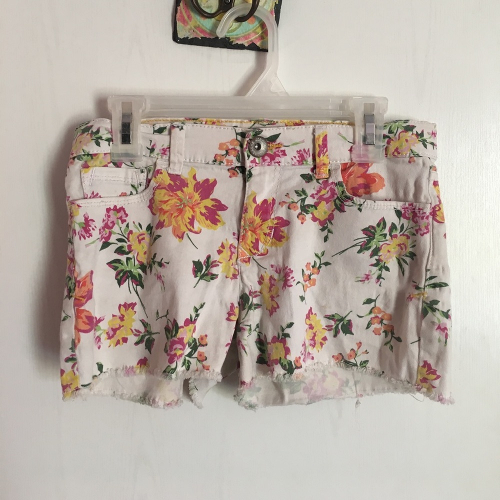 Girls Floral Denim Shorts