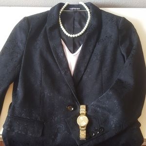 Express Black Blazer Embroidered Look
