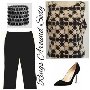 Kasper Geometric Print Shell Top