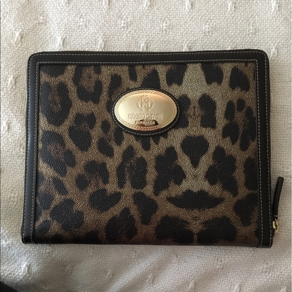 Roberto cavali leopard print IPAD Case w/ strap