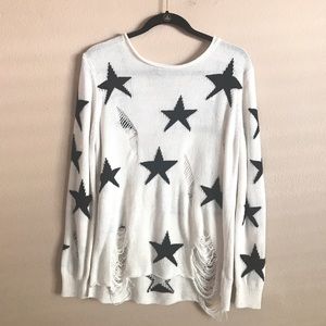 Distressed Star Sweater