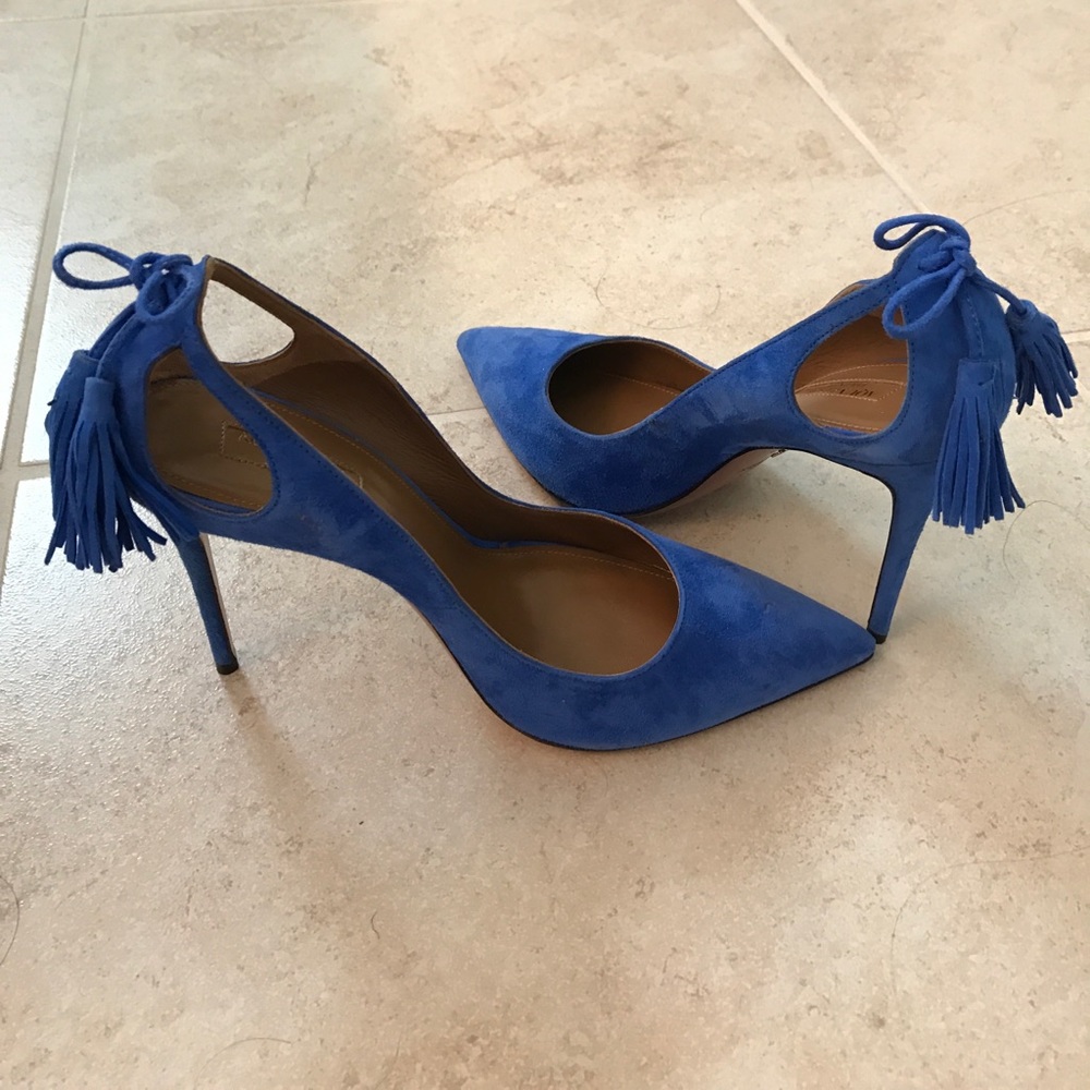 Aquazzura 100mm Suede pump. Size 39. Blue