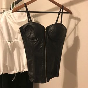 Sexy Leather Corset Blouse