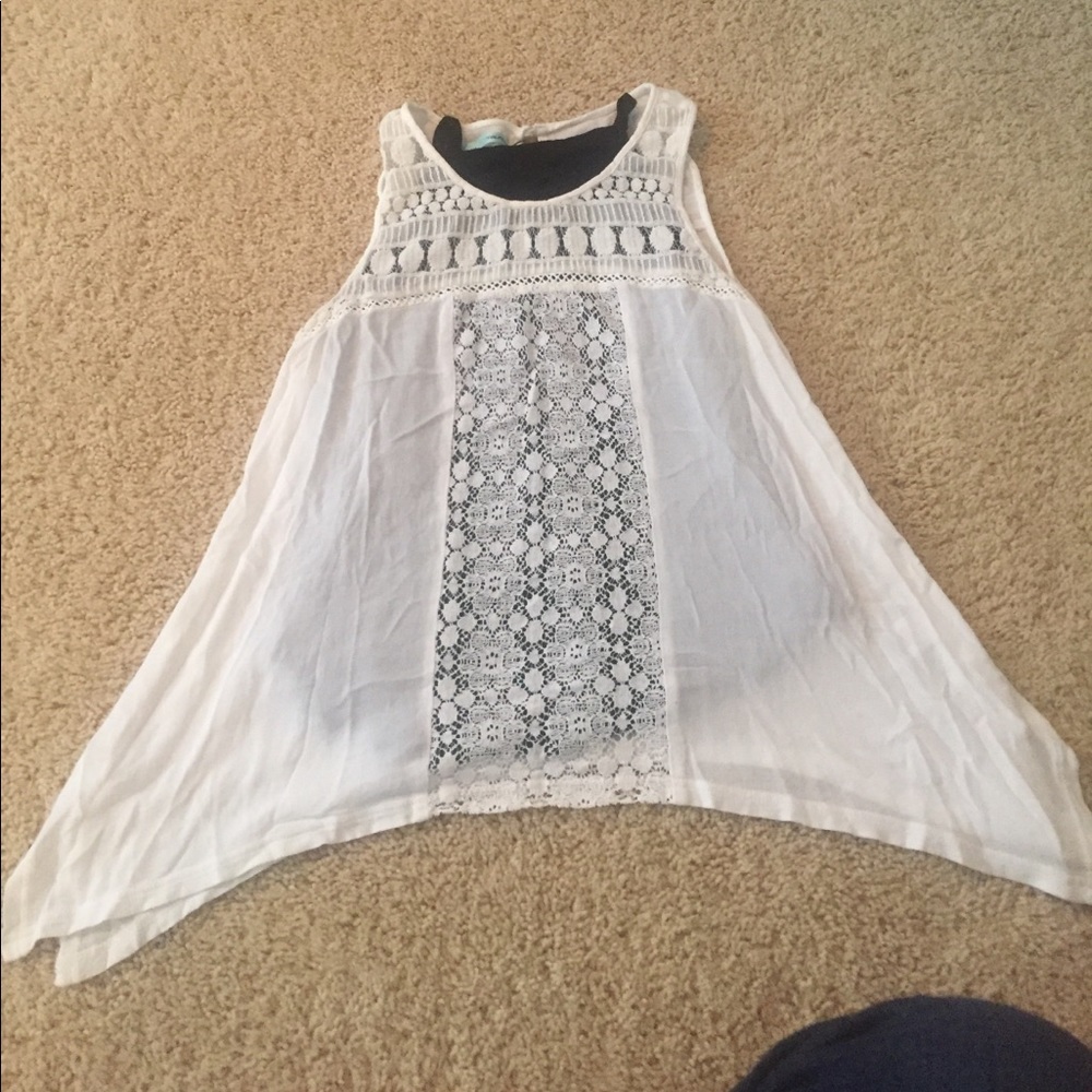 White tank top with lace accents