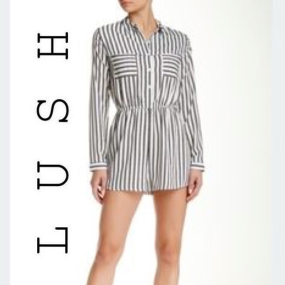 LUSH Other - LUSH Black and White Stipe Romper Sz. XL