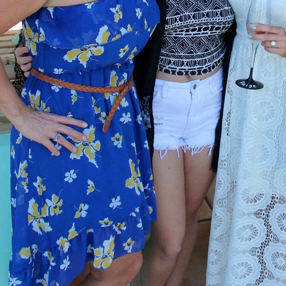 blue floral dress