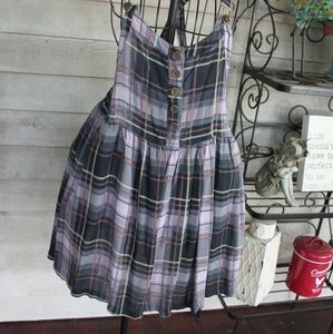 plaid overall dress