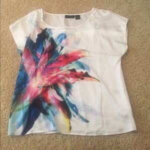 Floral white dress shirt