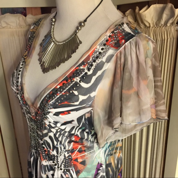 S-UNITY WORLD WEAR KNIT MULTI-COLOR-SILVER DRESS - Picture 7 of 8