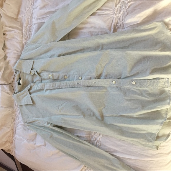 Green and white pinstripe J Crew button down! - Picture 1 of 5