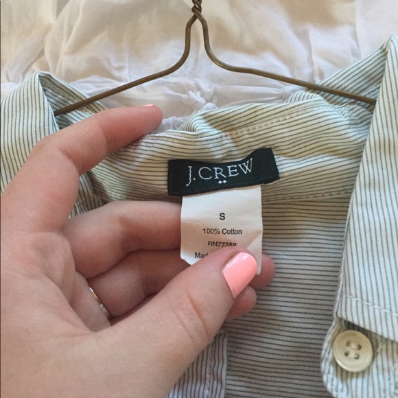 Green and white pinstripe J Crew button down! - Picture 3 of 5