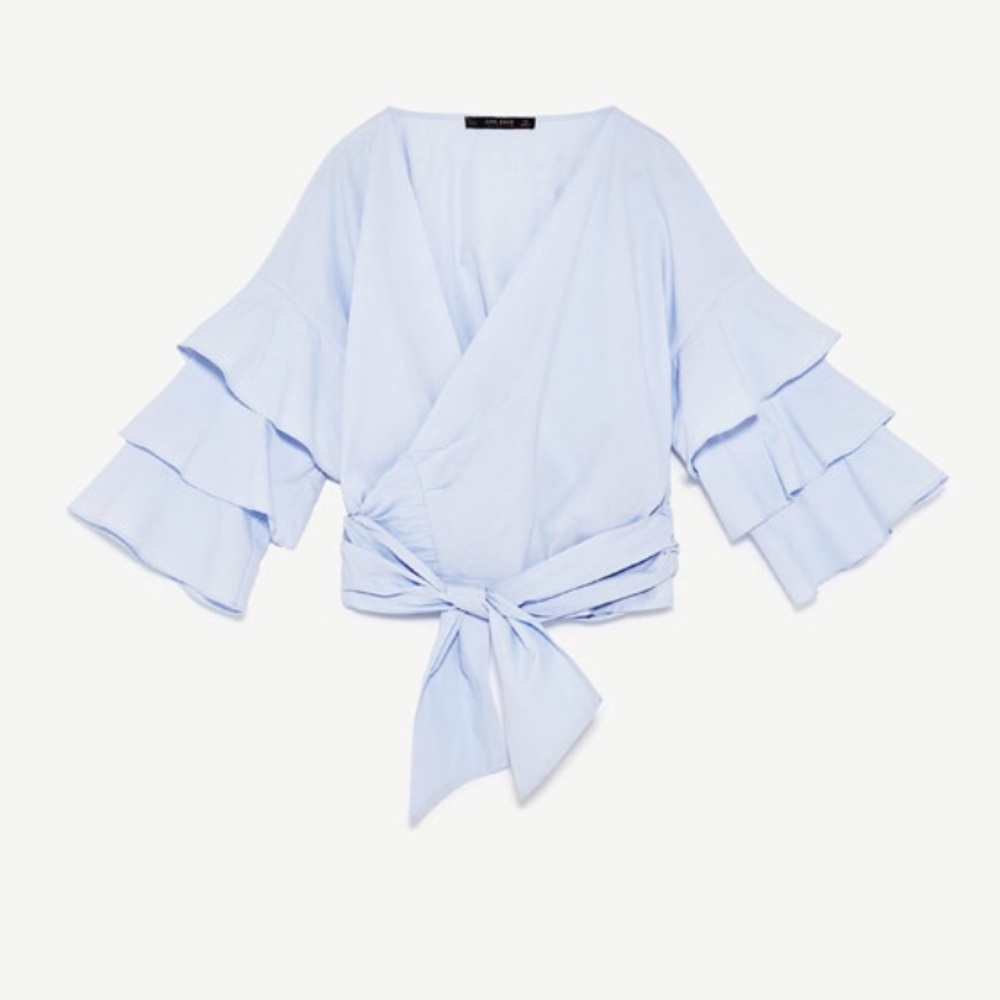 NWT Zara wrapped bell sleeve blouse