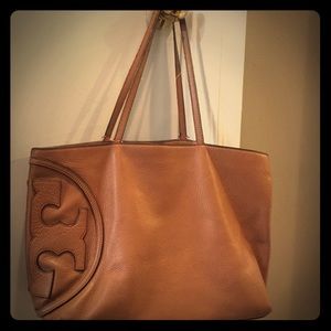 Tori Burch leather tote with monogram detail