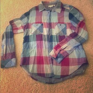 Blues and pink plaid flannel