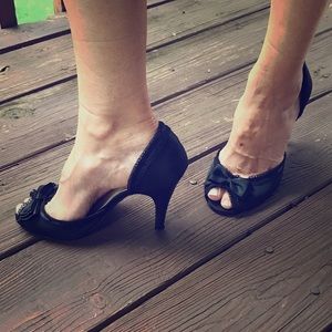 Satin sexy bow heels
