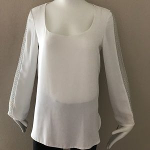Cartise Tops - Long sleeve white blouse with embellishments arms Cartise Tops - Long sleeve white blouse with embellishments arms