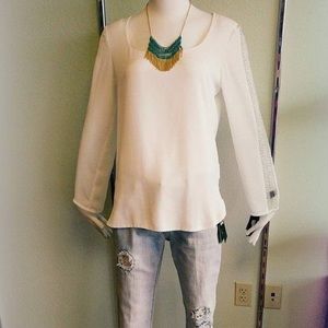 Cartise Tops - Long sleeve white blouse with embellishments arms Cartise Tops - Long sleeve white blouse with embellishments arms