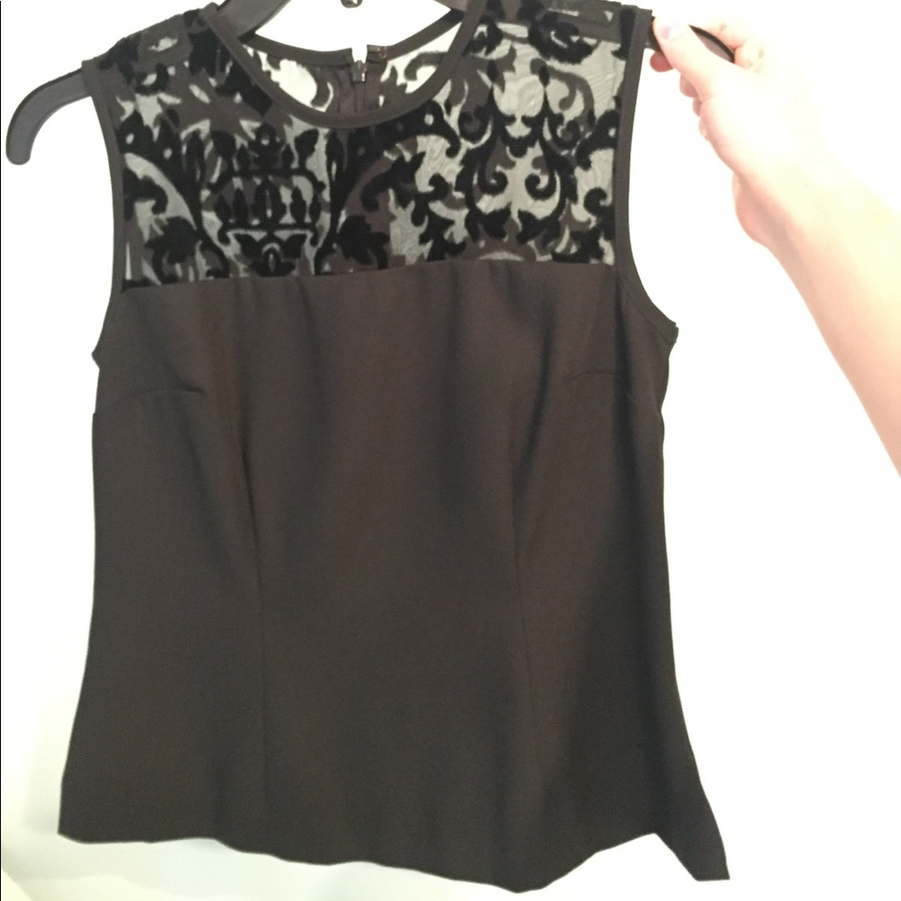 Beautiful black blouse with velvet mesh detail