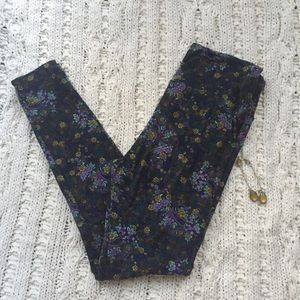 LulaRoe OS Leggings Navy Blue Floral
