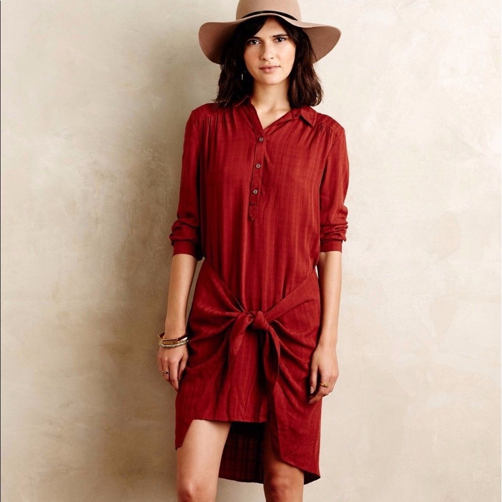Maeve Bloomsbury Shirt Dress - Burnt Orange Size M