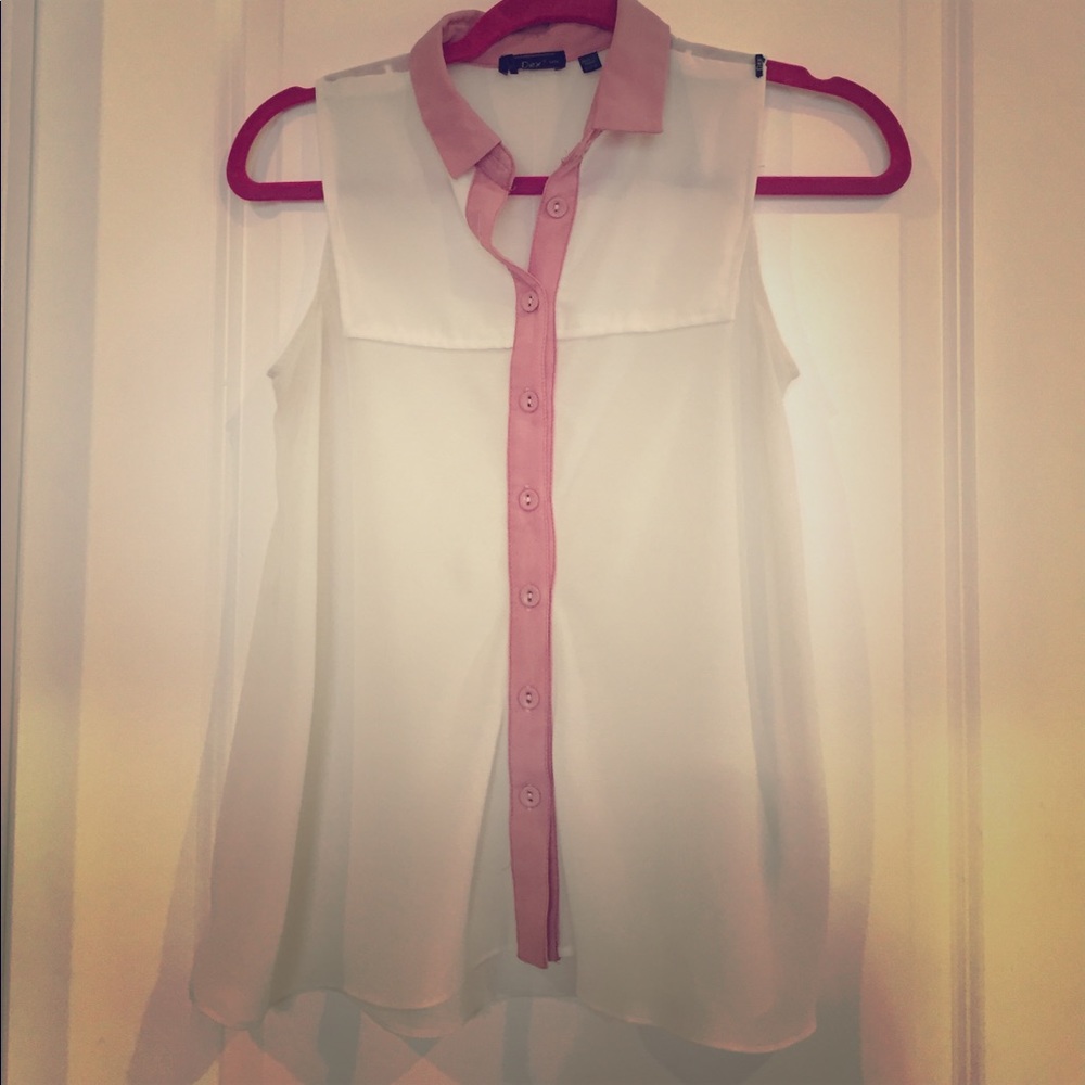 Cute white and pink collared button up
