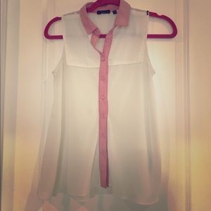 Cute white and pink collared button up