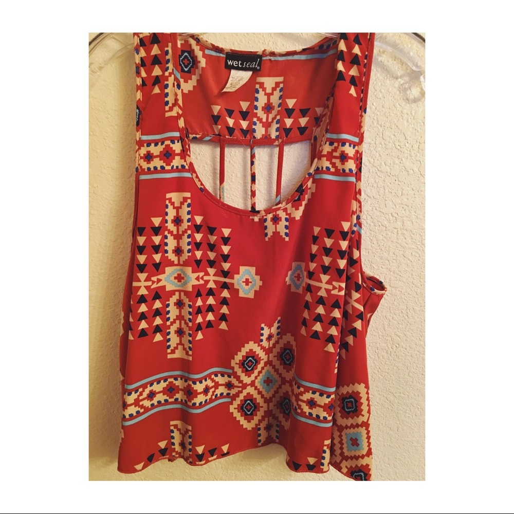 Aztec print crop shirt