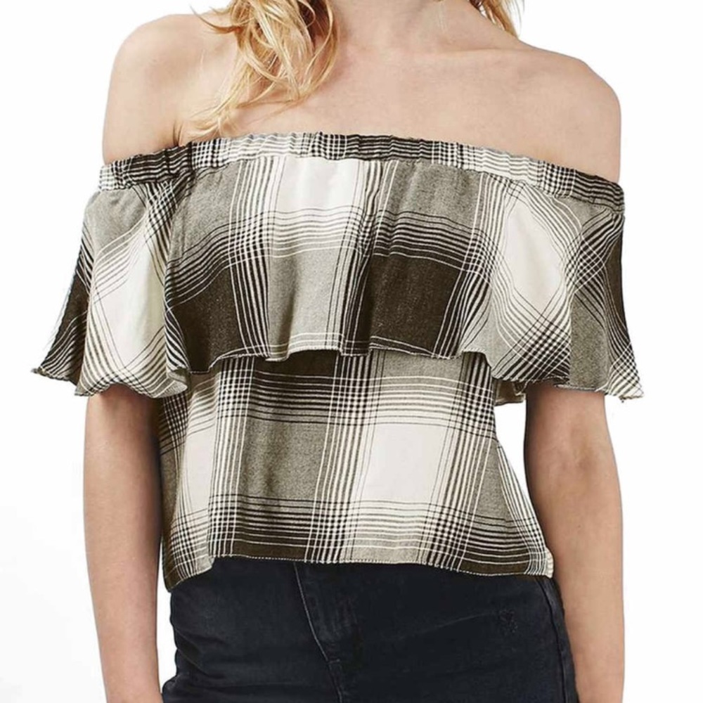 Topshop Bardot monochrome top
