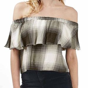 Topshop Bardot monochrome top
