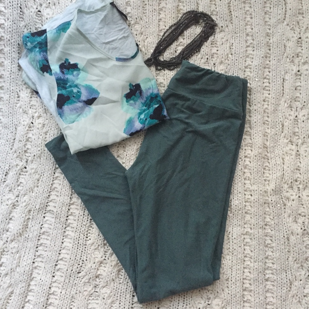 LulaRoe OS Dark Sea Green Leggings