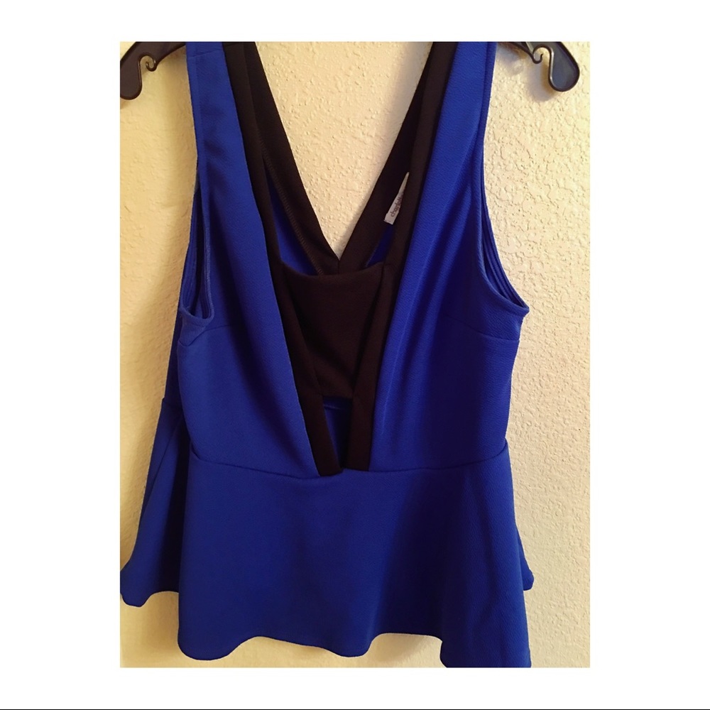 Royal blue utout peplum top