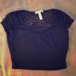 Black Lace Crop-top