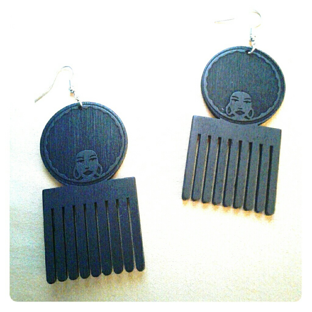 70's Afro Pick Earrings