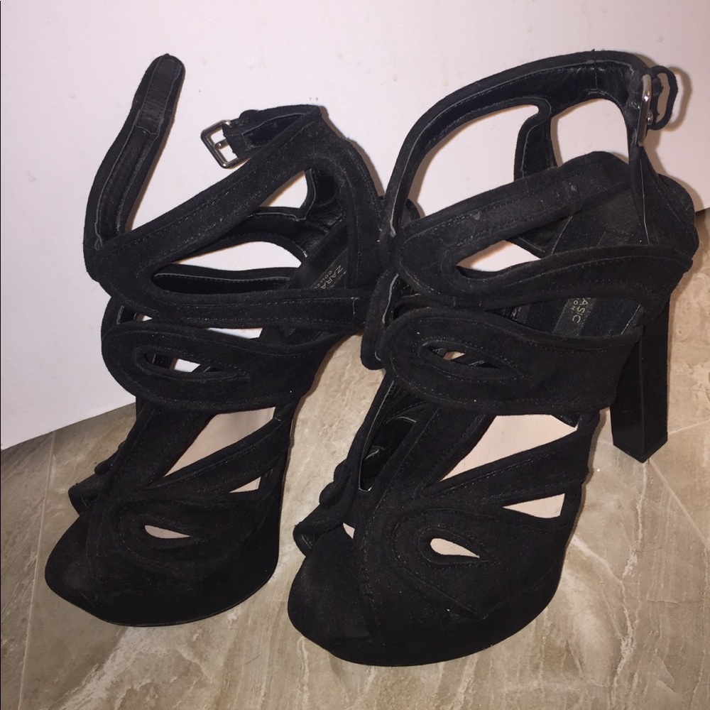 Zara black suede heels