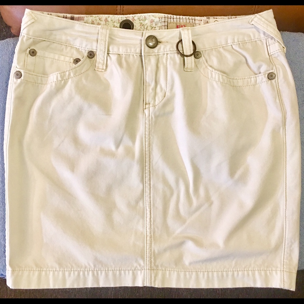 Free People Natural Ivory Denim Mini Skirt