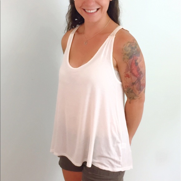 Sale! Soft White Crochet back Tank Top - Picture 3 of 3