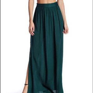 Emerald Green Maxi Skirt with Side Slit Size Small
