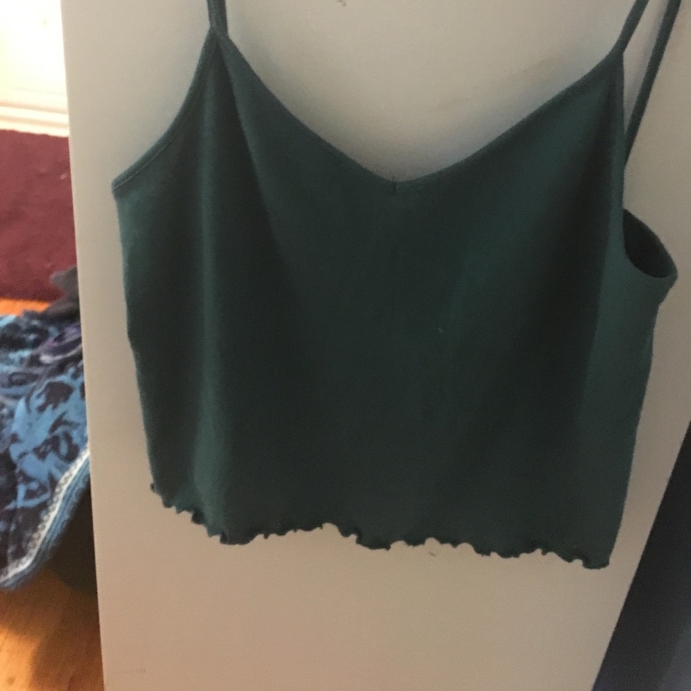 Ruffles green and grey tangtop, crop top.